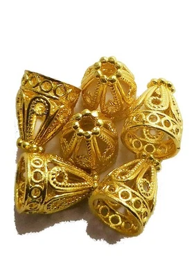 7 peças tampa cone de filigrana 13X10mm folheada a ouro 18k fabricação de joias - Imagem 1 de 3