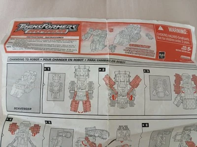 Transformers Armada Instructions 2002 Scavenger with Roll Bar #80725 - Image 1 of 2