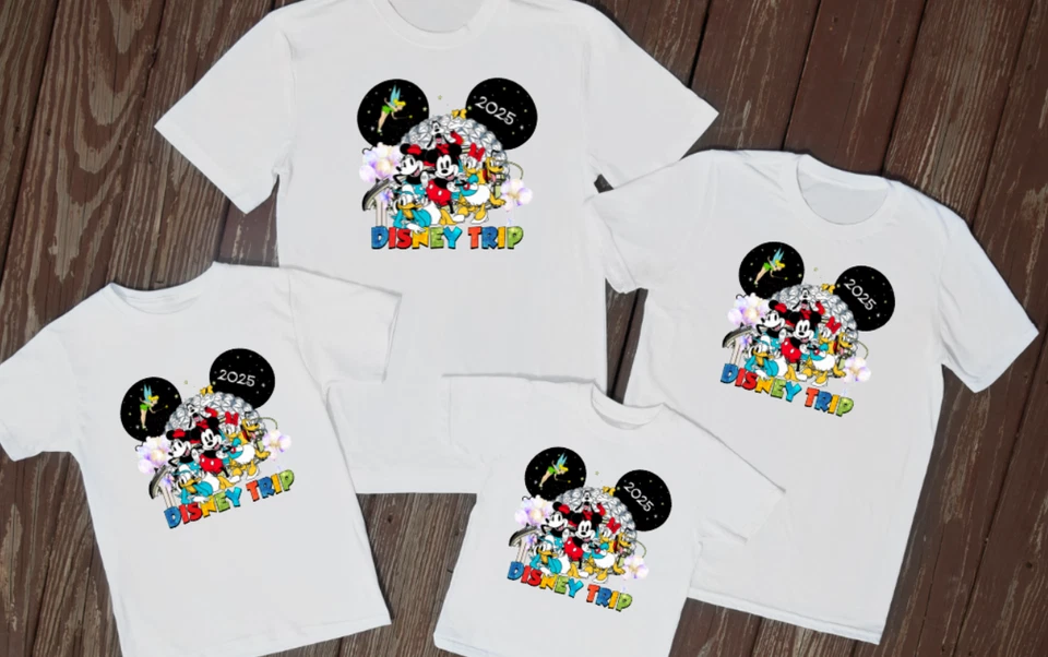 FRUIT OF THE LOOM Matching Family Disney World Holiday T Shirts 2025 travel tops gift reveal