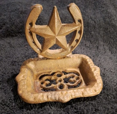 Jabonera Western rústica de hierro fundido estrella herradura baño independiente rústico Foto 1 de 4