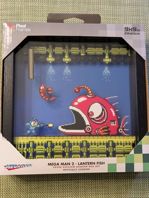 Pixel Frames Capcom Mega Man 2 Lantern Fish 9x9 Inches Shadow Box Art - Image 1 of 2