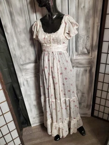 Gunne Sax Prairie Kleid halbtransparent creme geblümt mit schwachem Grau Landhaus Blumen PXXS - Bild 1 von 11