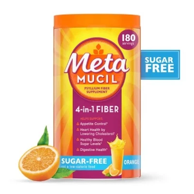 180 doses Metamucil Psyllium Fiber Supplement Sugar Free Powder - Orange - Image 1 of 4