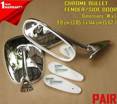 Peugeot 504 404 403 304 203 1955 -1983 Chrome Fender/Door Mirror Pair Edge Curve - Image 1 of 4