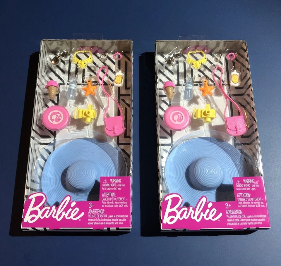 Nuevo paquete de accesorios divertidos de verano Mattel Barbie 12 piezas, paquete de 2 Foto 1 de 1