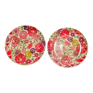 2 Target Home Floral Porcelain Salad Dessert Plates Pink Red Purple 7-3/4" - Picture 1 of 7