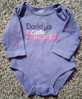 Body Bebé Niña 6 Meses Manga Larga Púrpura Sólido Carter's Novedad Papá Foto 1 de 2