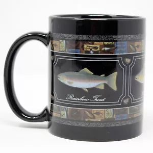 Rainbow Trout Yellow Perch Smallmouth Bass Coffee Mug Fisherman Black 10 oz Cup - Picture 1 of 12
