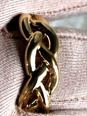 ANILLO BANDA TRENZADA BELLA ORO, ORO AMARILLO 14K SOBRE RESINA, TALLA 9, 11 (M4627-52) Foto 1 de 4