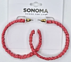 Neu mit Etikett Sonoma Goods for Life J-Creolen goldfarben rosa Raffia umwickelt - Bild 1 von 3