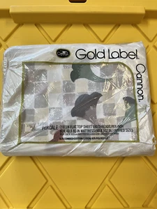 VINTAGE CANNON GOLD LABEL percale queen flat sheet NEW zen garden white floral - Picture 1 of 7