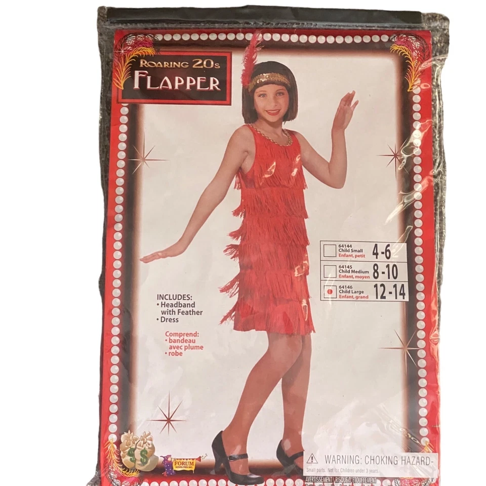 Fantasia Flapper Roaring Anos 20 Criança Grande 12-14 Vestido de Halloween NOVO - Imagem 1 de 4