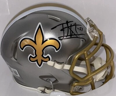 Mini Casco Beckett Firmado por Jonathan Vilma Autografiado New Orleans Saints Flash  Foto 1 de 2
