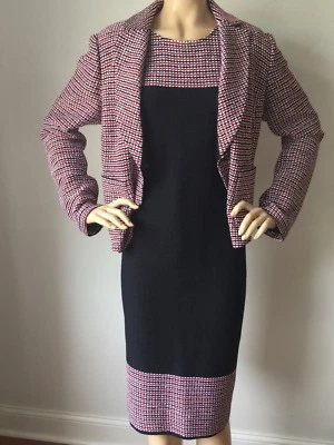 NWT St John Knit size 12 dress & jacket suit black caviar tweed wool rayon - Image 1 of 4