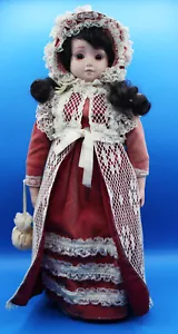 MUÑECA CERÁMICA VINILO Y PORCELANA VINTAGE TERCIOPELO SIN MARCA CON SOPORTE 18" - Imagen 1 de 7