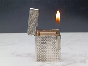 NICE S.T. DUPONT Line 1 / L1 BR Gas Lighter - Silver plated - Serviced-AE04-1626 - Picture 1 of 24