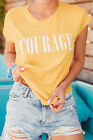 New Express Womens One Eleven Yellow Courage Slim Graphic Tee T-Shirt Medium