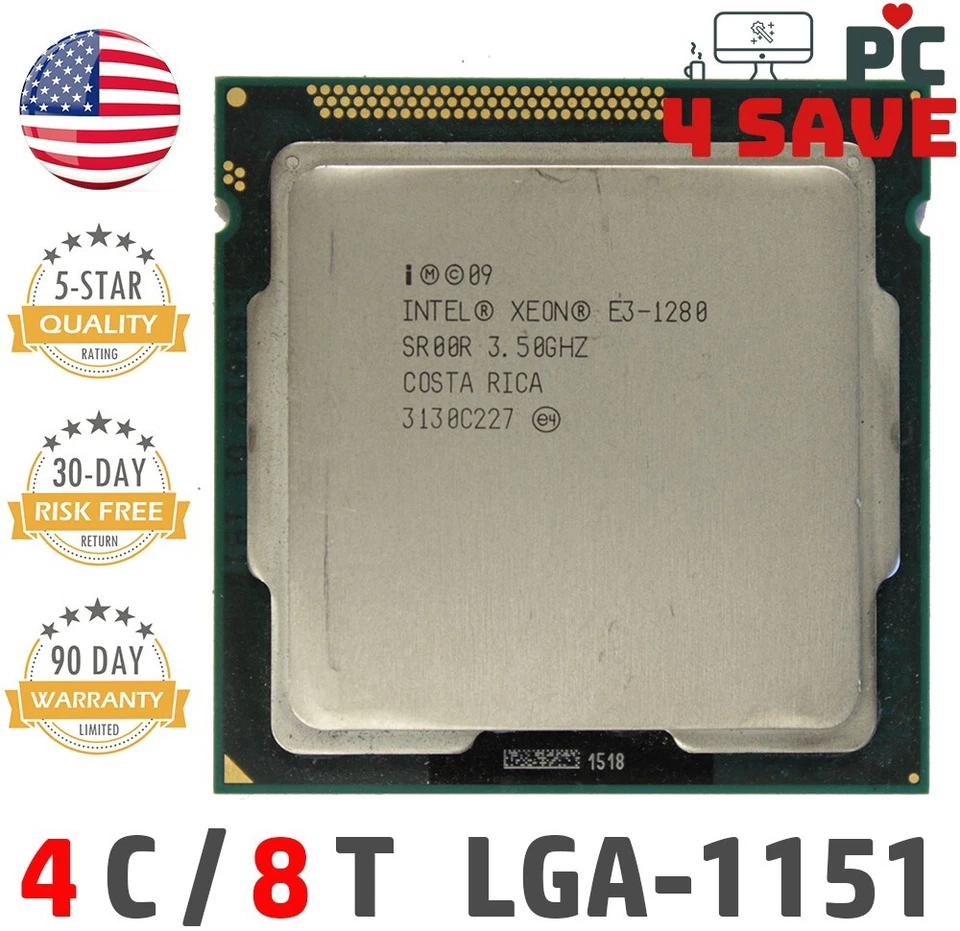 Intel Xeon E3-1280 3.50GHz 4-Core 8MB  LGA1155 Workstation CPU Processor SR00R - Image 1 of 1