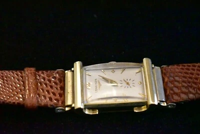 LONGINES 14K 纯金艺术装饰复古手册上链男士手表跑步 — 第 1/4 张图片