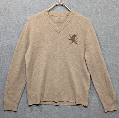 Suéter de lana de cordero Express de colección para hombre grande escocés bordado logotipo de león cuello en V Foto 1 de 4