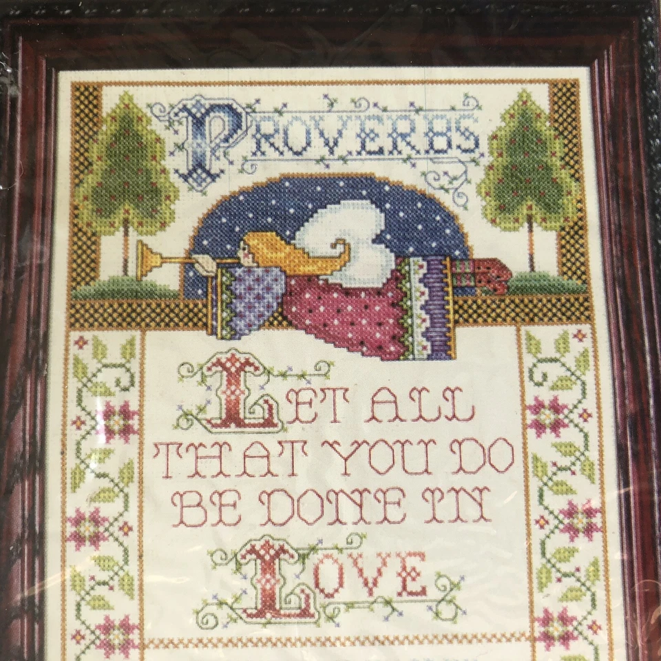 Joan Elliott Cross Stitch Kit Bible Proverbs Joyful Heart Blessed With Love New - Image 1 of 4