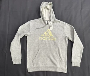 NEW adidas Liquid Foil Badge Of Sport Graphic Hoodie Grey/Gold L - Picture 1 of 4