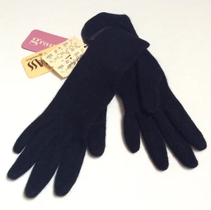 NWT VTG 60s Grandoe Black Angora Boiled Lambswool Stretch Gloves Size 6 - 6.5 - Picture 1 of 9
