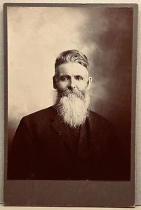 Antique Very Handsome Man with Great White Beard Cabinet Card Photo - Picture 1 of 4