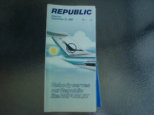 VINTAGE REPUBLIC AIRLINES TIME TABLE SEPTEMBER 15, 1982  - Picture 1 of 1