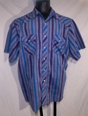 Camisa Occidental Rustler Vintage Multicolor Rayas Perla A Presión Colas X Largas Hombres XXL Foto 1 de 4