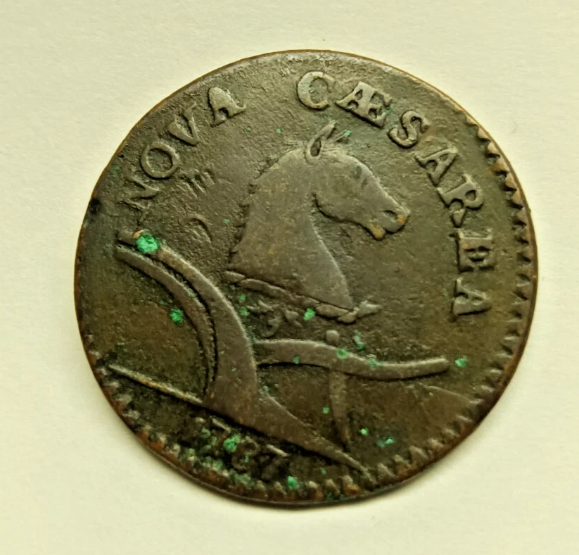 1787 New Jersey copper colonial coin Trident shield - Image 1 of 2