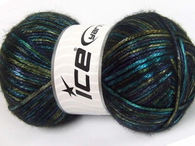 Fio difuso brilhante Glam Universe Ice #64598 Sage Olive azul marinho turquesa azul-petróleo 100gr - Imagem 1 de 3