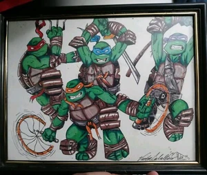 Marcador sin título dibujo tortugas ninja 9 x 12 TMNT arte original tortugas - Imagen 1 de 4
