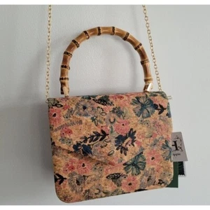 Haute Hippie Floral Cork Lightweight Handbag Crossbody Fall Colors Small NWT - Picture 1 of 3