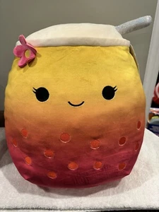 Peluche Squishmallows Kellytoy Squad 16" Bergit the Pink Boba Tea NUEVO CON ETIQUETAS - Imagen 1 de 6