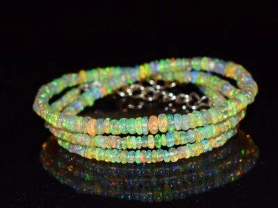 Collares de cuentas de piedras preciosas rondell facetadas ópalo de fuego amarillo genuino AAA de 18"" para mujer Foto 1 de 4