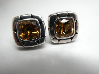 Pendientes JOHN HARDY Colección de guijarros de piedras preciosas de citrino Plata de Ley 925 Poste Foto 1 de 4
