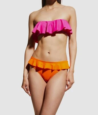 $155 Milly Cabana Women's Pink Ruffle Bandeau Bikini Top Swimwear Size M - Image 1 of 4