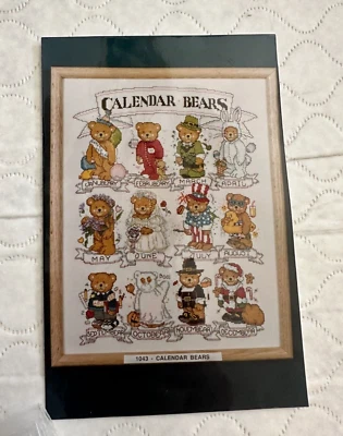 Calendario Vintage Osos Contado Punto de Cruz Kit Diseño Funciona 1043 Foto 1 de 4