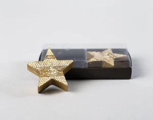 Kerze "Stern gold" 2er Set Ø 7cm, Höhe 2cm NEU Wachskerze Dekokerze Licht  - Bild 1 von 1