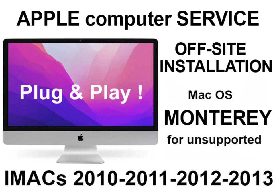 Mac OS MONTEREY installation service pour IMAC 2010 2011 2012 2013 - 21,5" - 27" - Photo 1/1
