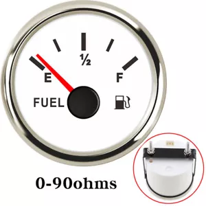 52MM White Fuel Level Gauge 0-90 ohms for Auto Truck Motorcycle Marine USA STOCK - Foto 1 di 6