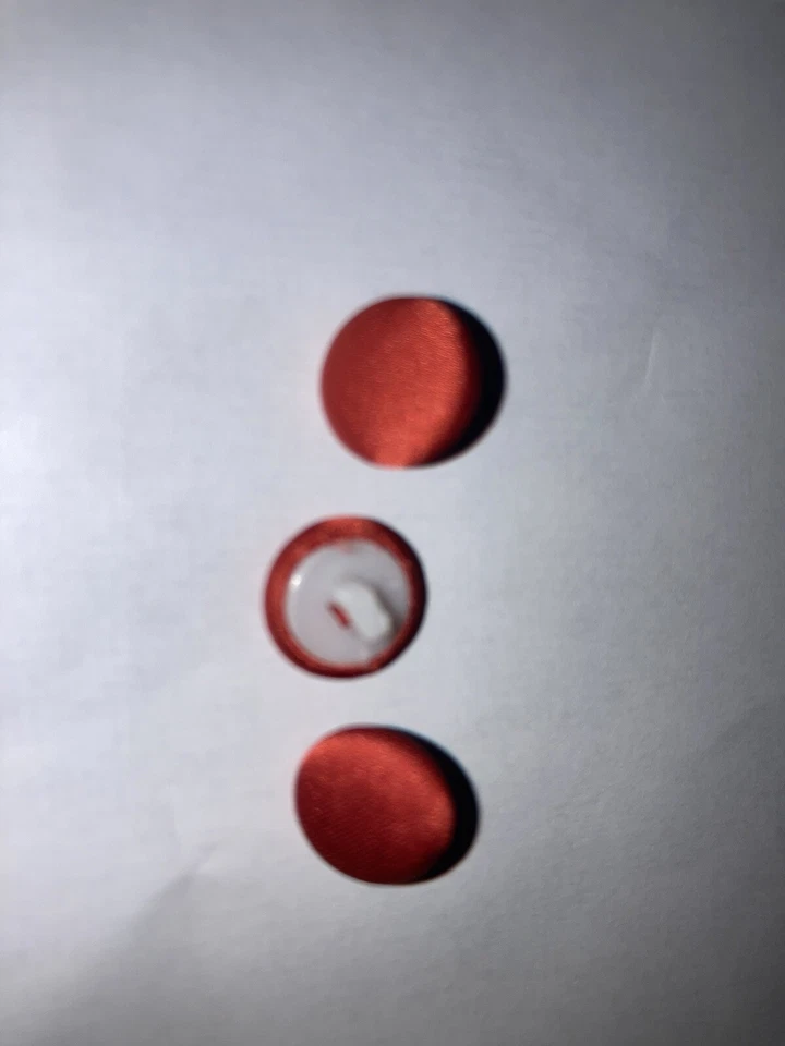 3x Burnt Red satin round buttons 1.1cm - sew on, sewing, crafts - Image 1 of 1