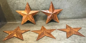 5 New Rusty Tin Metal 3 1/2" Barn Stars Primitive Country Rustic Hole Mount Hook - Picture 1 of 6