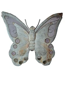 Large Vintage Aluminum Butterfly Wall Art Decoration with Mesh Detailing - Picture 1 of 7