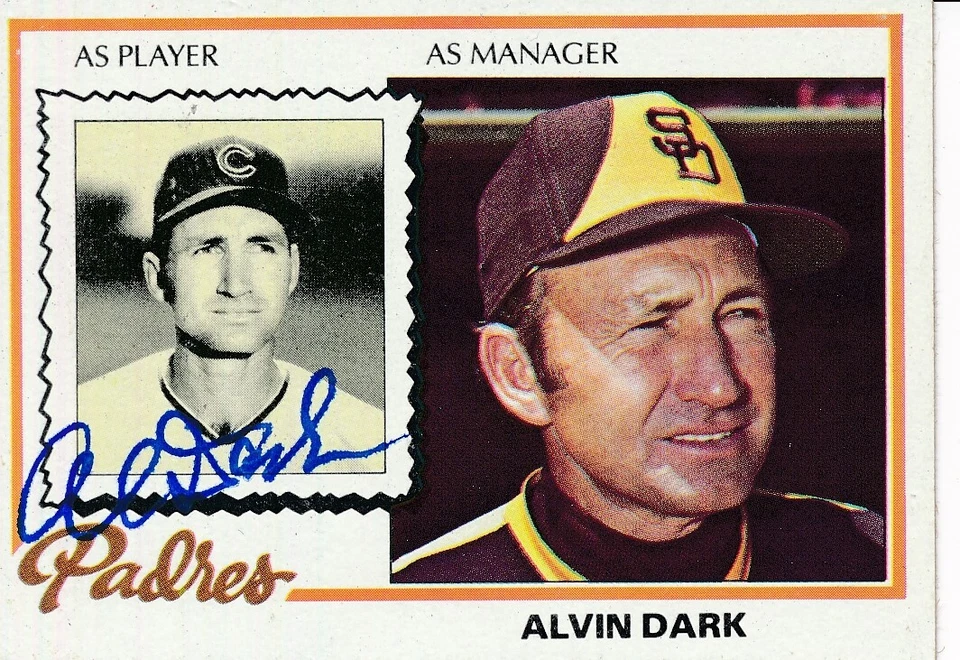 Tarjeta autografiada por Alvin Dark 1978 Topps #467 San Diego Padres 182787 Foto 1 de 1