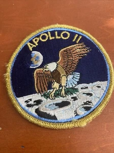 Vintage Apollo 11 Space Program Cloth Patch Eagle Landing on Moon Round 3 1/16"d - Picture 1 of 2