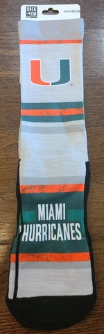 Rock 'Em Base Size L/XL Men's Shoe 9-13 Miami Hurricanes Novelty Socks NWT Cover