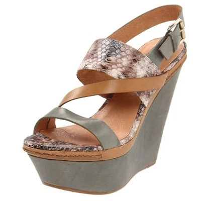 Sandalia de cuña Vera moderna vintage para mujer talla 38/8 piel de serpiente estampado animal Foto 1 de 4