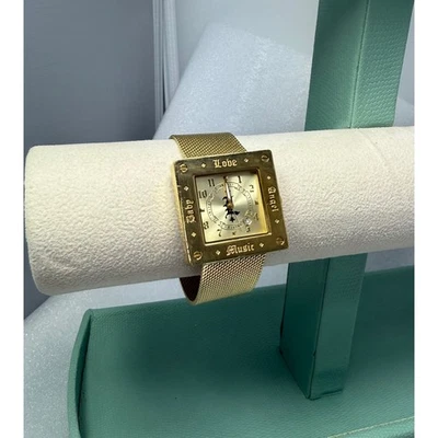 Винтажные L.A.M.B Love Angel Music Baby Золотистые Квадратные Часы Сетчатая Лента Ретро Y2K - Изображение 1 из 4
